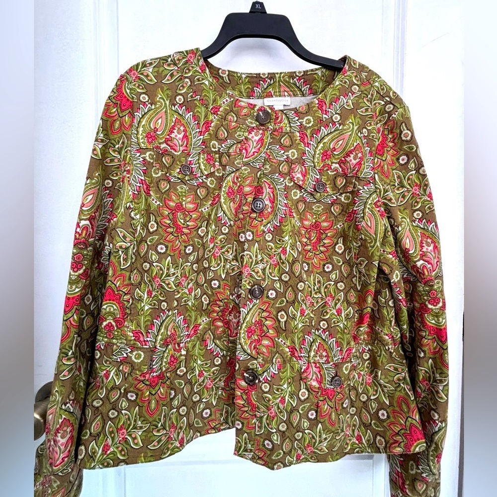 Xl denim paisley print jacket